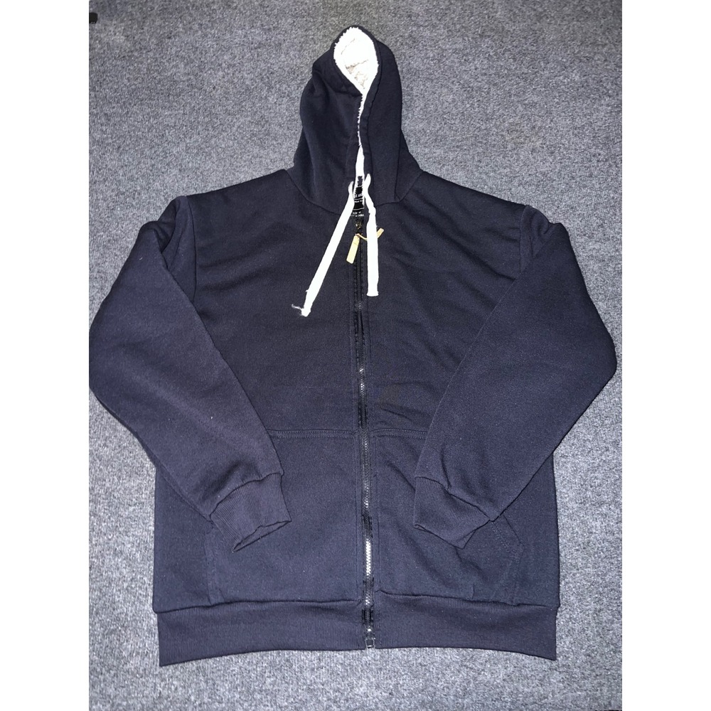 North Pole and More Navy Blue Sherpa Lined Zip Up Hoodie Jacket Medium
